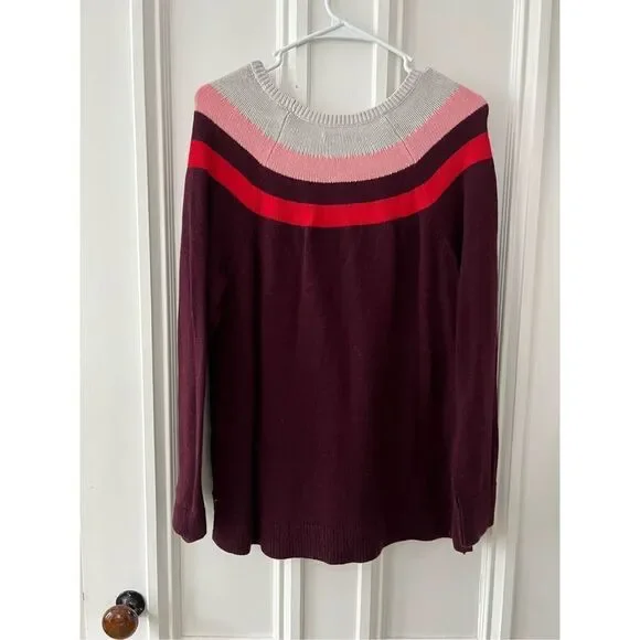 Sonoma maroon beige and pink Crewneck sweater L - Picture 2 of 5